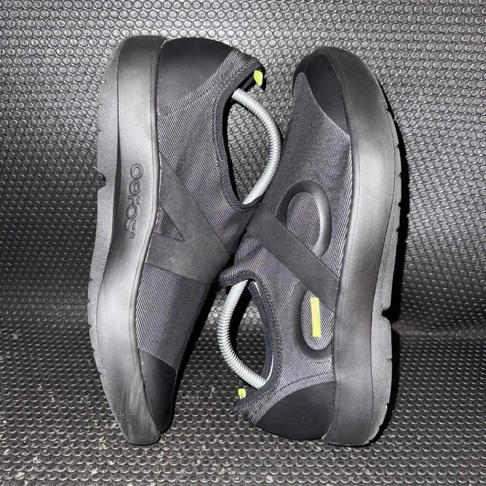 Oofos OOmg Fibre Low Black Gray Slip On Comfort Sneakers Shoes Men’s Size 10.5